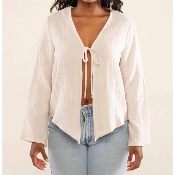 NEW NLT melrose tie blouse in natural - Picture 1 of 1